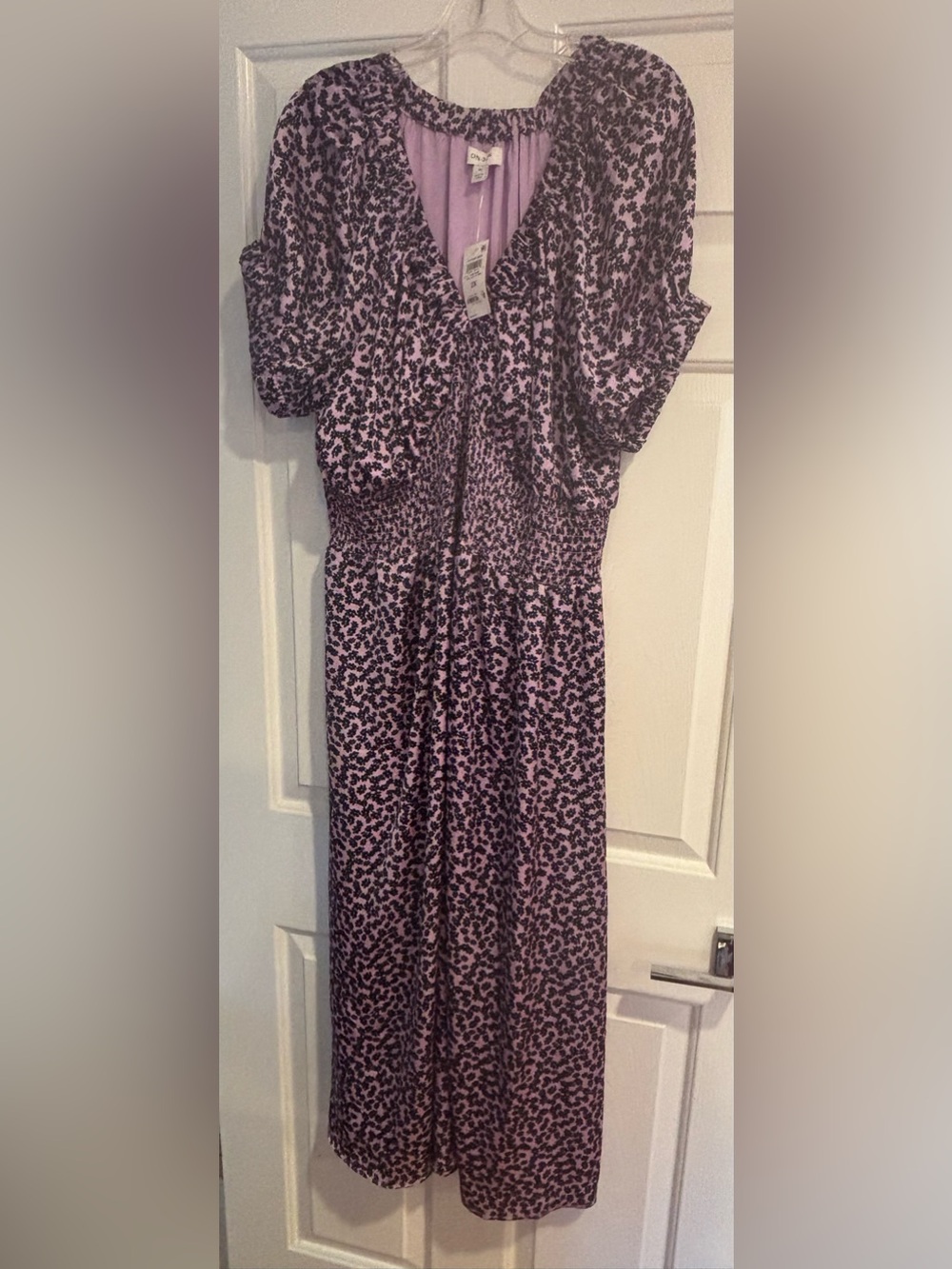 NWT On 34th Calla Lilac Floral Puff Sleeve Midi Dress 2X